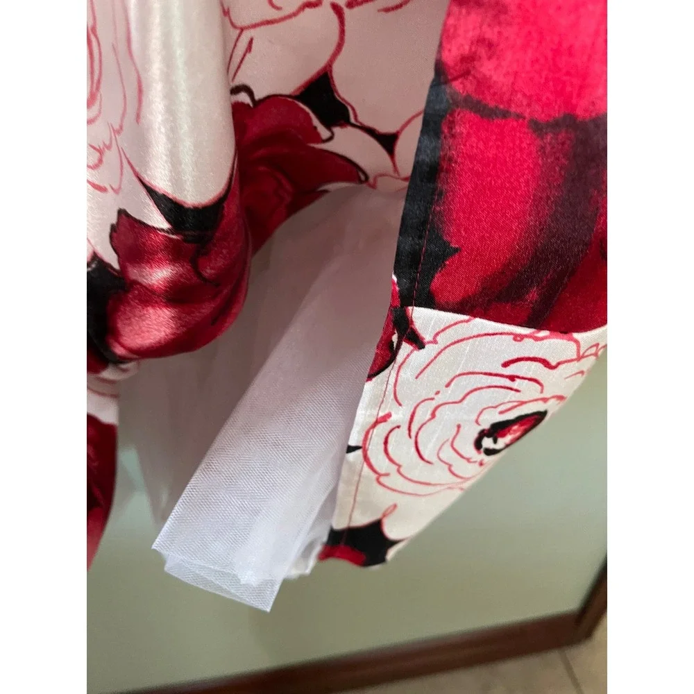 Gymboree Red White Floral Roses Holidays Party Formal Dress Waist Bow Size 8